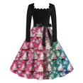 thumbnail image 2 of Christmas Dresses for Women Women's Casual Fashion Long Sleeve Christmas Graphic Printed Vintage Long Dresses with Square Neck for Holiday Party,Green,2XL, 2 of 5