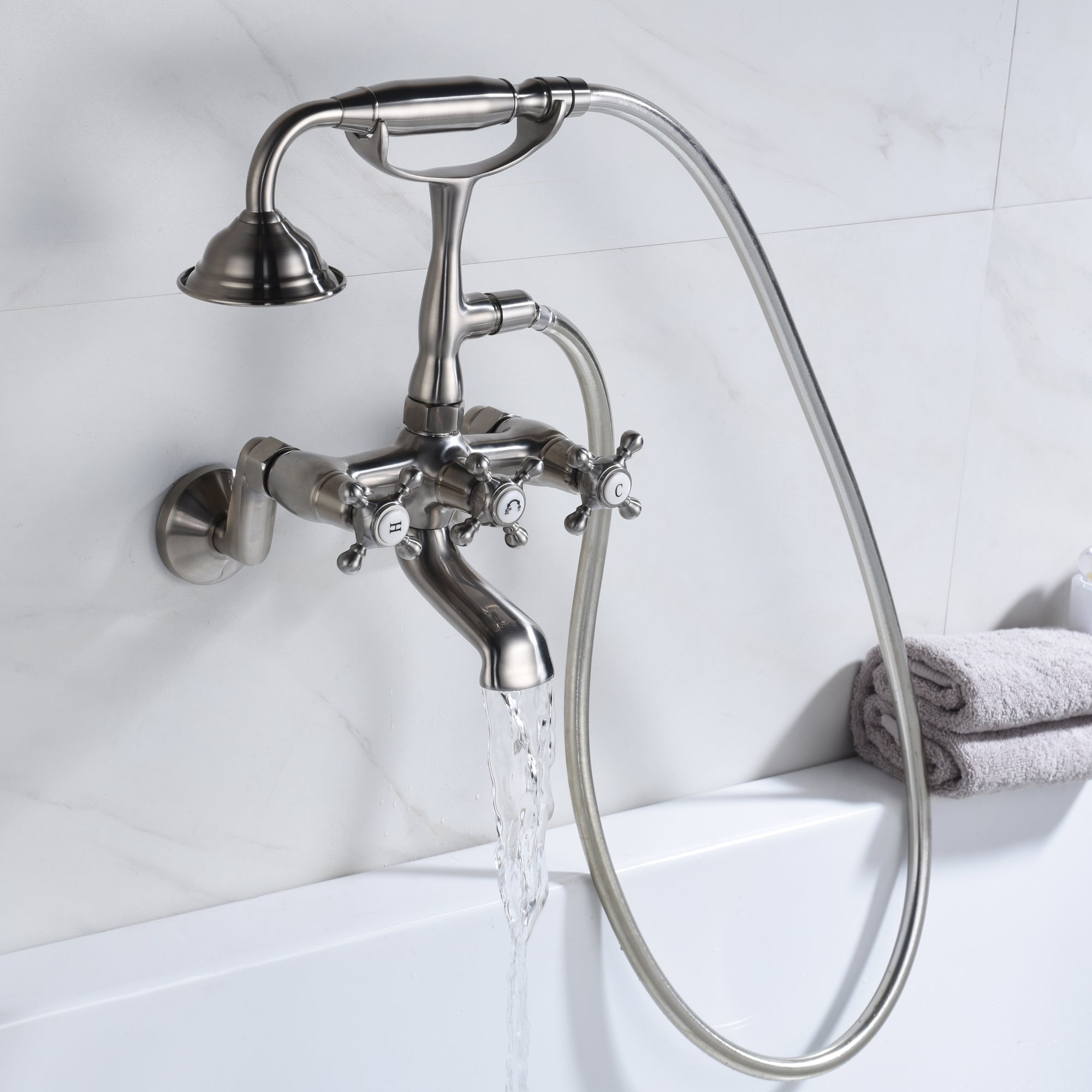 Clawfoot Tub Faucet Brushed Nickel, Bathtub Faucet with Shower