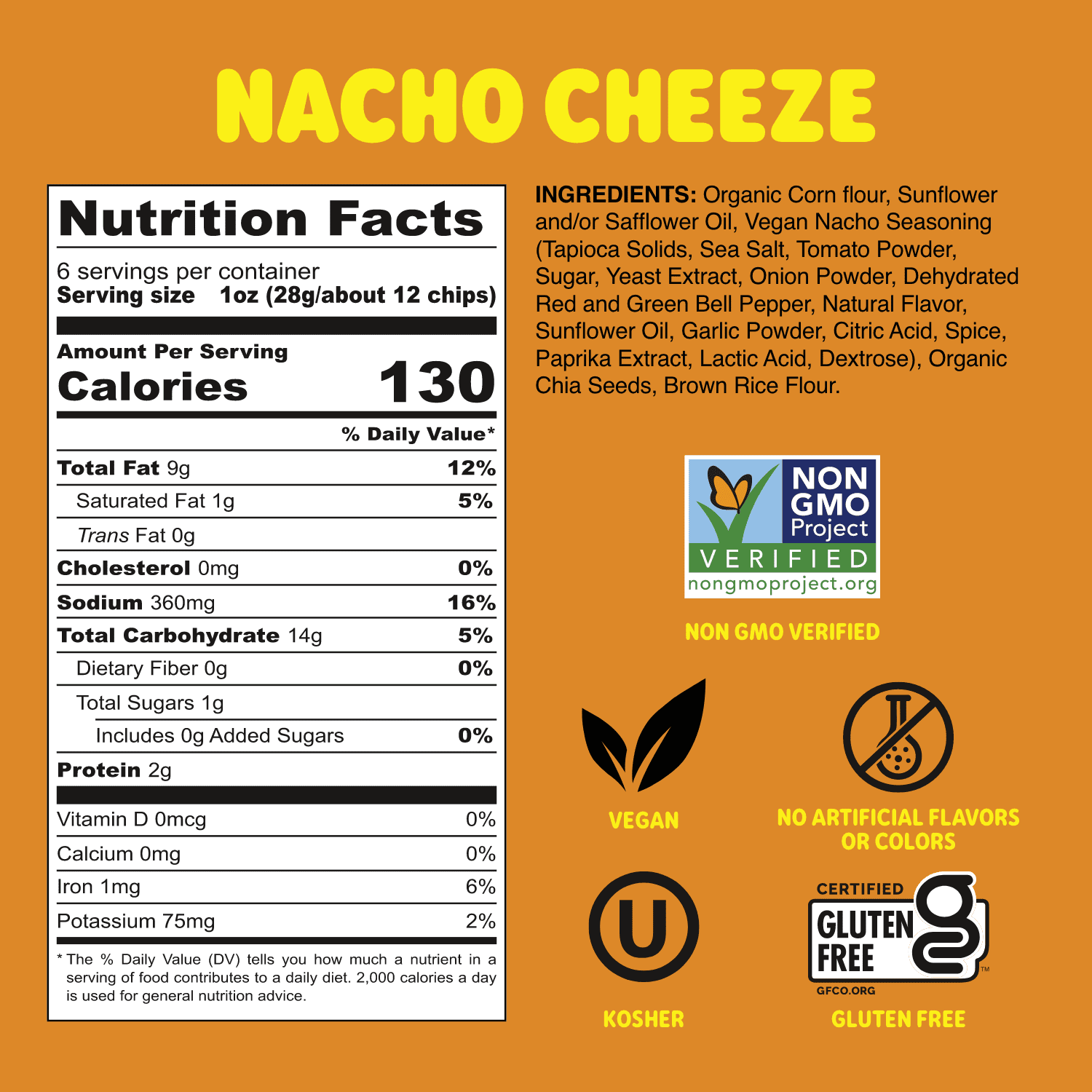 (9 pack) Good Eat'n Nacho Cheeze Tortilla Chips, Non-GMO Corn Snack, Gluten-Free, Vegan, 6oz