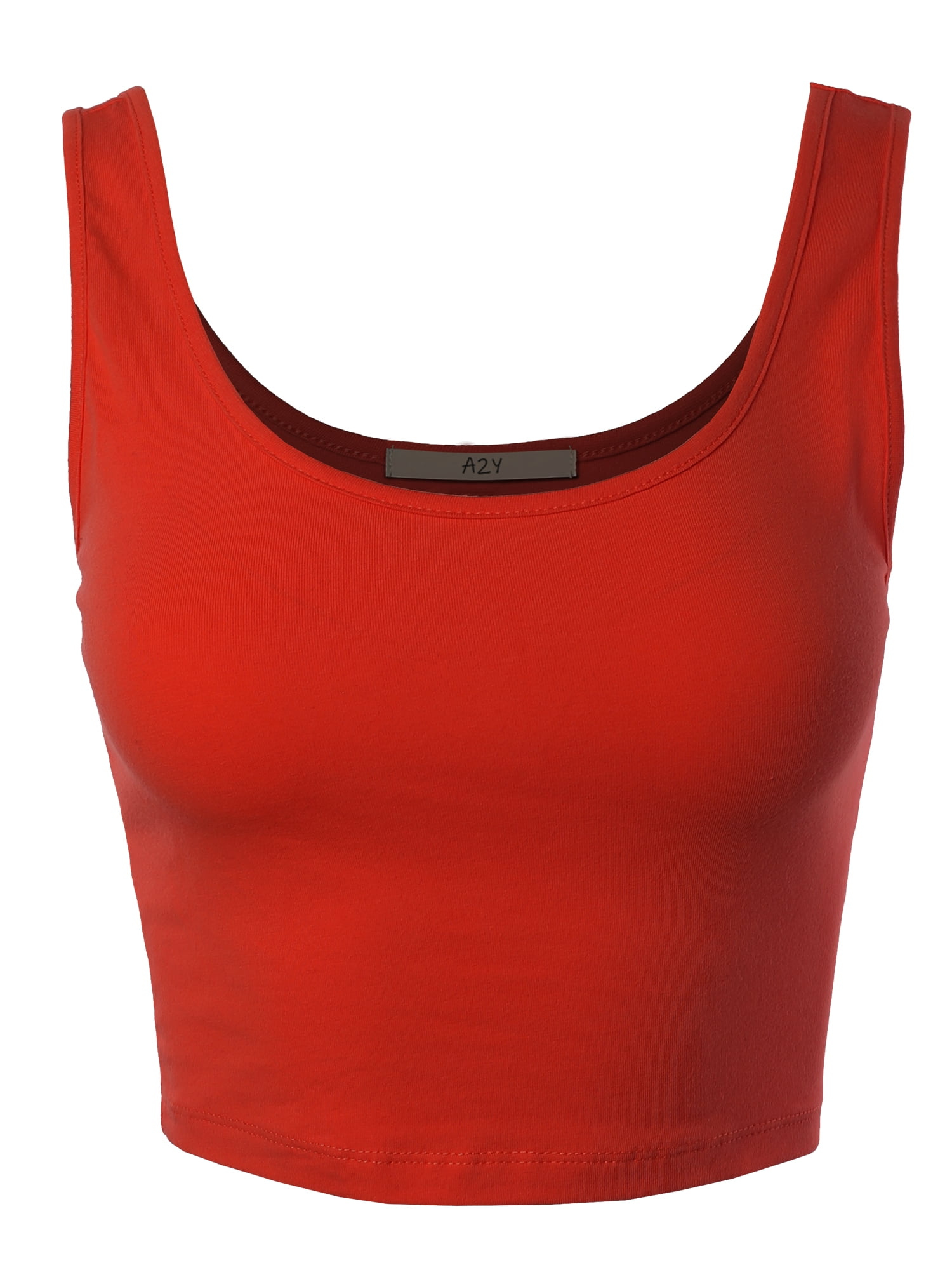 A2Y Women's Cotton Scoop Neck Sleeveless Crop Top - Fitted