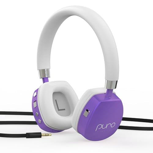 Puro Sound Labs PuroQuiet Plus Volumen limitado Auriculares supraaurales Bluetooth con cancelación activa de ruido – Auriculares livianos para niños con micrófono incorporado – Sonido más seguro Calid
