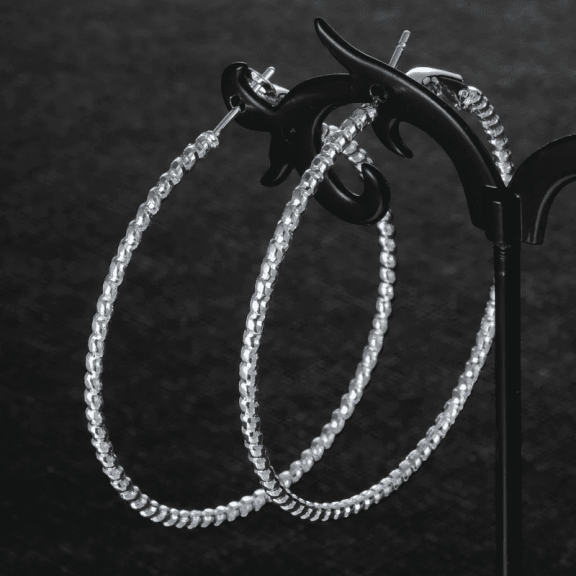 Silver Spiral Hoop Fashion Earrings for Women Earrings, Stainless Steel, (Includes Jewelry Pouch)