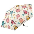 thumbnail image 6 of Cute Owls with Leaves UPF 50+ Compact Folding Umbrella for Rain Windproof Travel Umbrella Lightweight Packable, 6 of 8