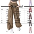 thumbnail image 5 of Blmnix Palazzo Womens Pants Cargo Pants Plus Size Pants High Full Brown Wide-Leg Baggy Womens Trousers,XXL, 5 of 5