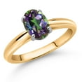 thumbnail image 2 of Gem Stone King 10K Yellow and White Gold Green Mystic Topaz Solitaire Engagement Ring for Women (1.58 Cttw, Oval 8X6MM, Gemstone Birthstone, Available in Size 5, 6, 7, 8, 9), 2 of 4