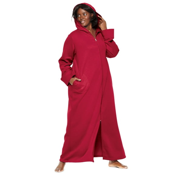 Dreams & Co. Plus Size Petite Long Hooded Fleece Sweatshirt Robe
