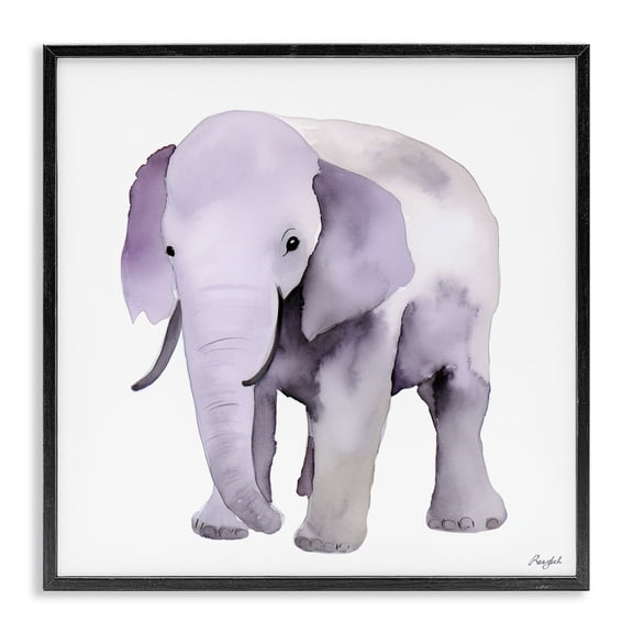 Stupell Industries Kid's Minimal Elephant Black Framed Giclee Art, design by Roozbeh