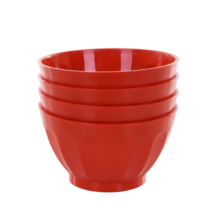 Mintra Colorful Unbreakable Plastic Bowl (07237) 4 Pack Medium 750ml Red, Size: Medium (25 oz)