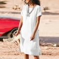 thumbnail image 2 of Bowake Robe T-Shirt Tendance Été 2024 pour Femmes Manches Courtes Col Rond Fente Latérale Robe Midi Décontractée Tunique Ample, 2 of 6