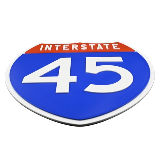Interstate 45 Road Sign Replica, number Personalized Travel Decor, 8.5" x 8.5"