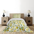 thumbnail image 3 of Ambesonne Kitchen Quilted Coverlet 2 Pcs, Exotic Delicious Garden, Twin Size, Fern Green Yellow White, 3 of 4