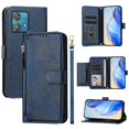 thumbnail image 2 of Funda para Motorola Edge 40 Neo 5G con cremallera tipo cartera, tarjetero, marco de fotos, soporte y cordón, de piel sintética. azul, 2 of 5