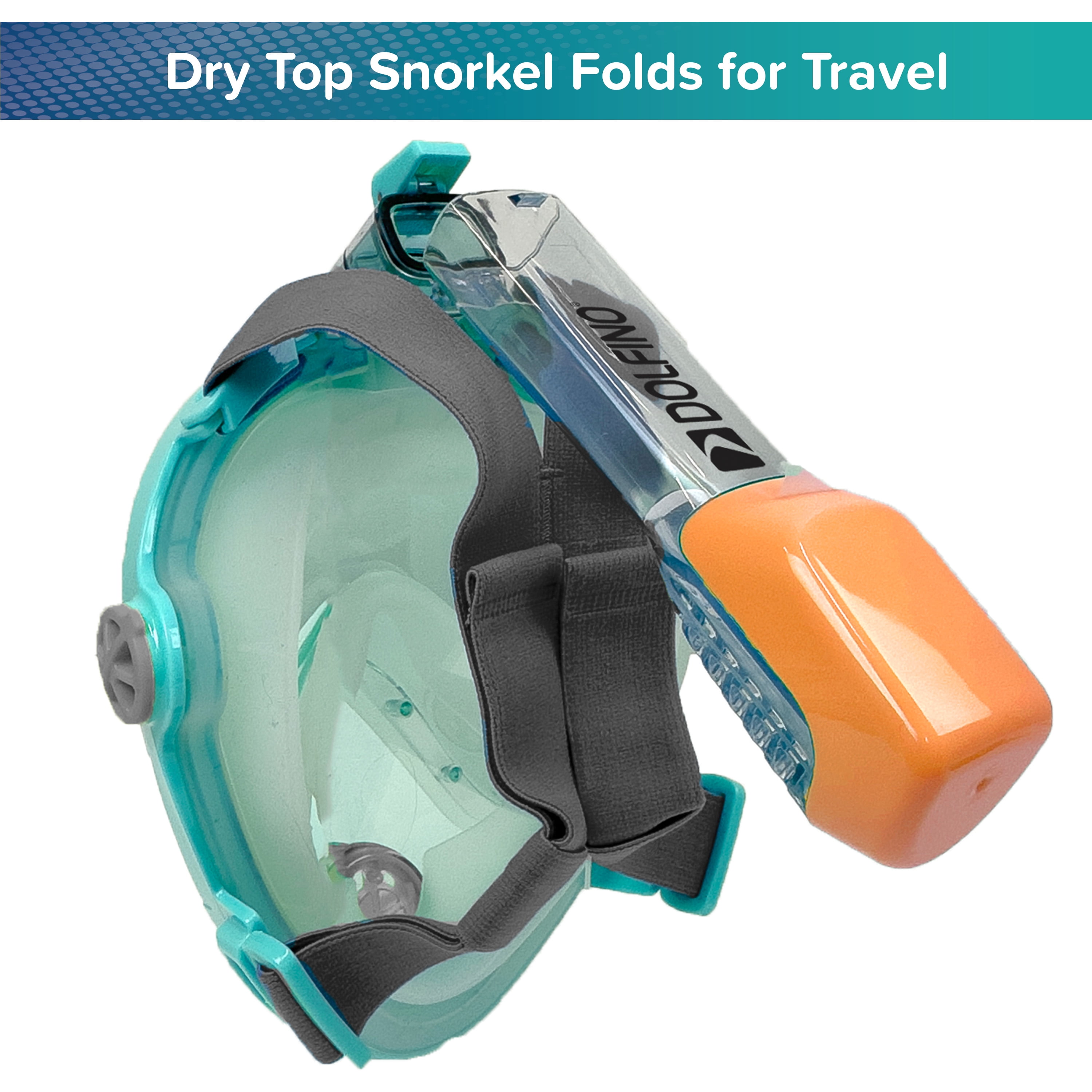 (2 pack) Dolfino Traverse Full Face Mask for Snorkeling, Teal, S/M, Ages 12+