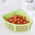 thumbnail image 1 of Trayknick Triangle Kitchen Sink Fruit Washing Waste Draining Basket Plastic Storage Rack White, 1 of 11
