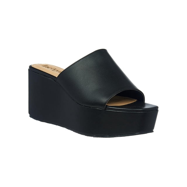 Sandalias Para Mujer Slides Con Plataforma Tipo Piel Negro negro 27 Incógnita 040D1W
