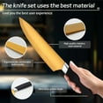 thumbnail image 3 of Kitchen Knife Set,6 Pieces Sharp Stainless Steel Chef Knife Set with Cylindrical Block, Ergonomic Black Handle Knife with Gold Blades, Knife Set with Gift Box, House Warming Gift (Black), 3 of 9