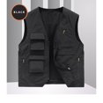 thumbnail image 4 of Yaoyar Men's Utility Cargo Vest Outdoor Fishing Travel Work Photo Vest with Pockets Solid Vest Coat Stand Collar Sleeveless Hoodless Jacket Tank Tops Black XL, 4 of 5