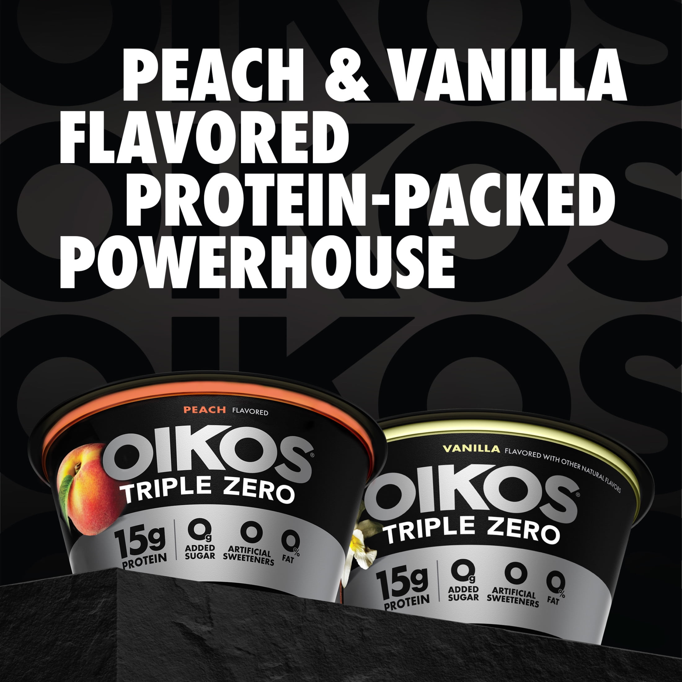 Oikos Triple Zero Peach and Vanilla Nonfat Greek Yogurt Cups, 5.3