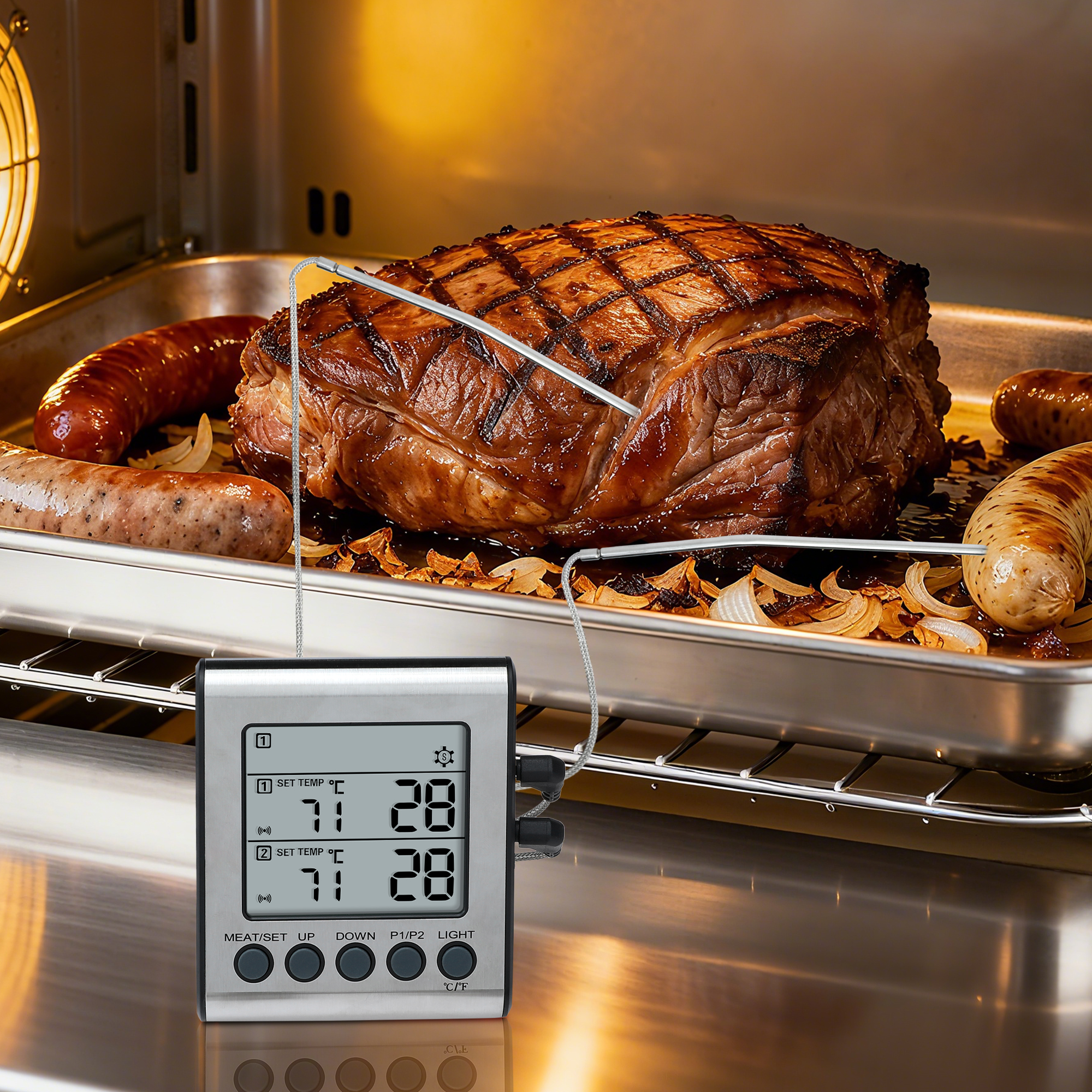 Unique Bargains Digital Meat Instant Read Cooking Thermometer Dual Probe