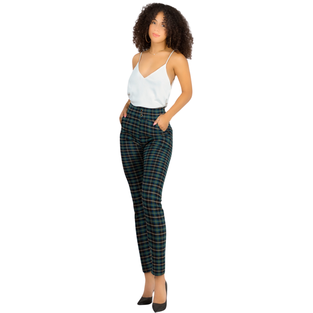 Leggings Elegantes Jegging Mujer a Cuadros Stretch Looks Formal y Casual Mayón Mallones