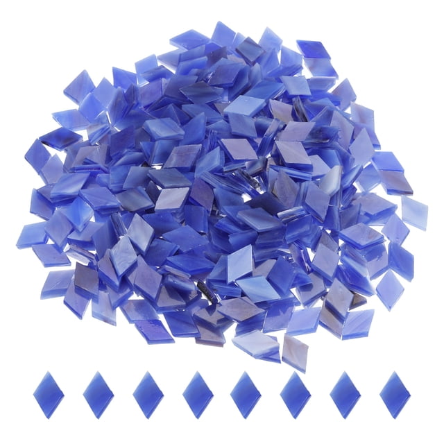 Uxcell 200g Mosaic Tiles Rhombus Shape Glass Mosaic Tiles Stained Mosaic Glass for Art Crafts DIY Projects Dark Blue