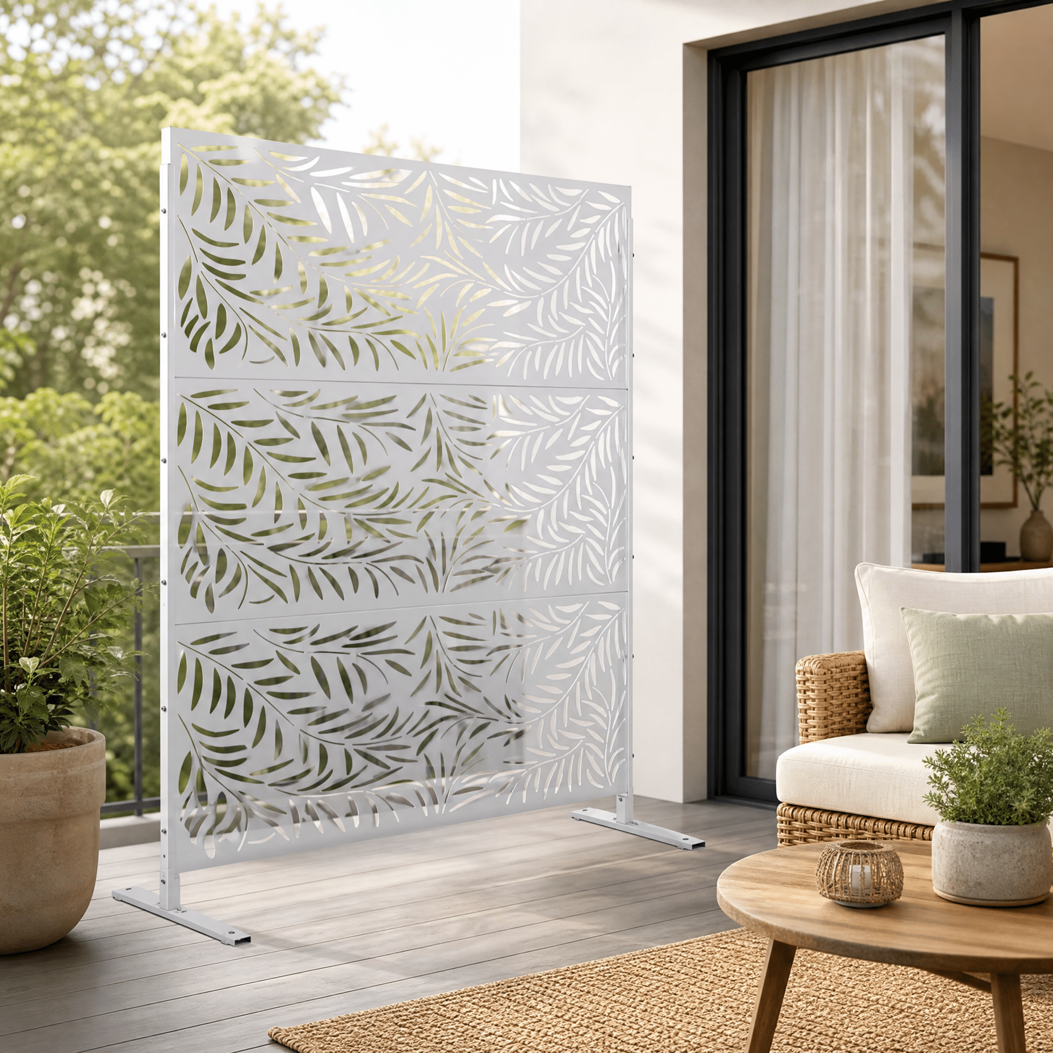 Outdoor & Indoor Privacy Screen Metal Privacy Screen 76" Hx48" W, Freestanding Decorative Privacy Screen for Deck Balcony Patio, Privacy Fence Panels for Outside Lawn Garden