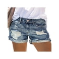 thumbnail image 2 of Shorts en Denim Déchirés pour Femmes, Jeans Taille Haute, Pantalons d'Été Décontractés, 2 of 3