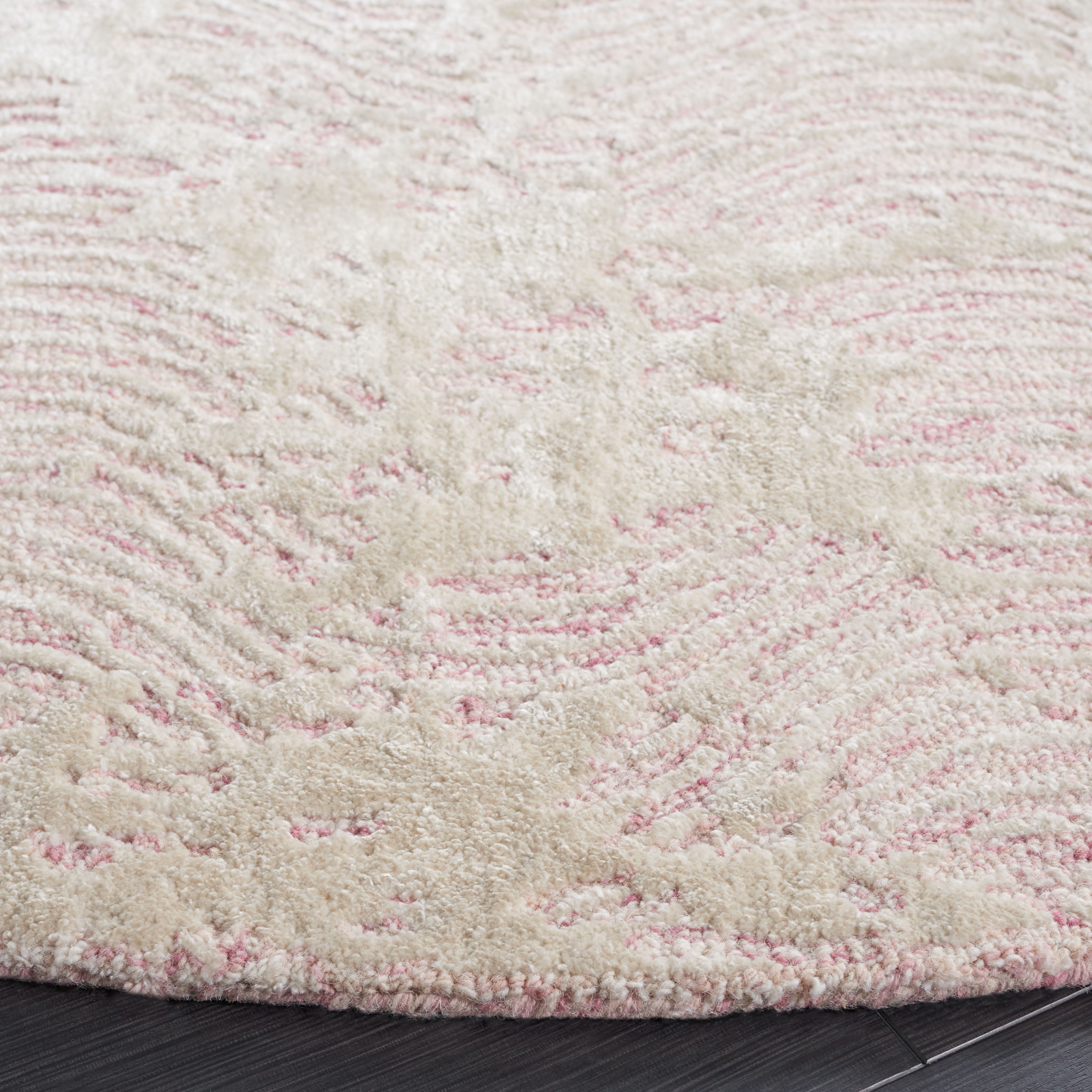SAFAVIEH Glamour Tashi Abstract Area Rug, Pink/Ivory, 6' x 6' Round