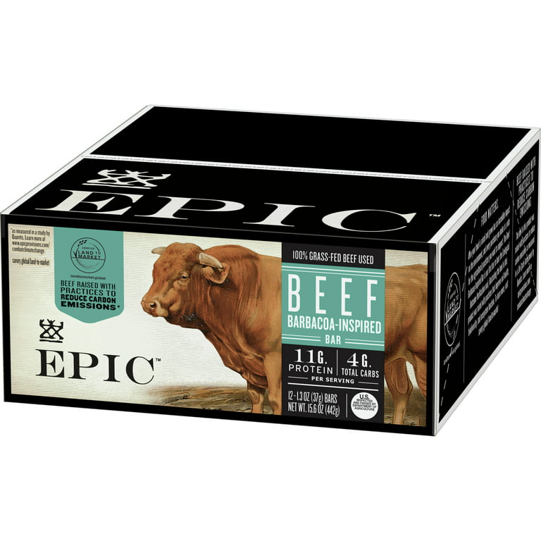 EPIC Beef Barbacoa Inspired Bar, Keto Friendly, Whole30, Paleo Friendly,  Gluten Free 12 ct, 1.3 oz bars