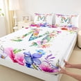 thumbnail image 4 of Castle Fairy Floral Letter M Queen Sheet Sets 4 Pieces for Adults,Colorful Flowers Bed Set for Home Decor, 4 of 6