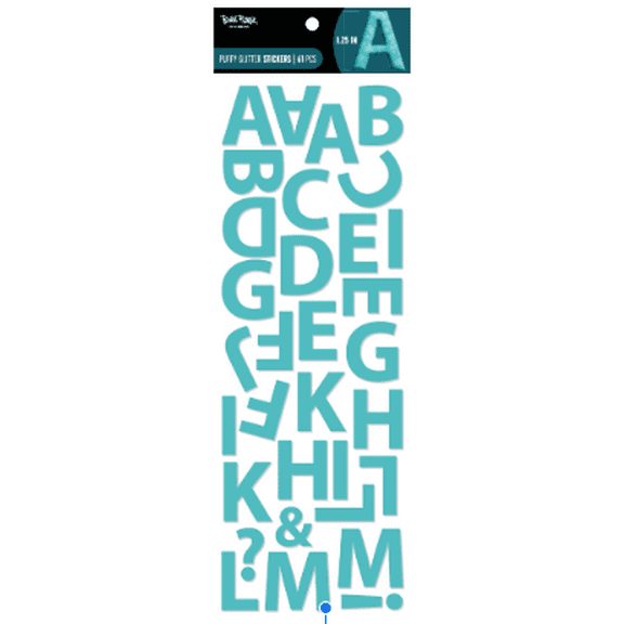 Brea Reese® 1" Alphabet Sticker Sheet - 3-D Teal, Glitter, & Puffy