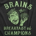 thumbnail image 2 of Womens Brains The Breakfast Of Champions T Shirt Funny Halloween Zombie Joke Tee for Ladies Womens Graphic Tees, 2 of 9