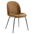 thumbnail image 7 of Modway Scoop Black Powder Coated Steel Leg Vegan Leather Dining Chairs - Set of 2 in Tan, 7 of 7