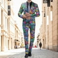 thumbnail image 2 of Mens 3D Digital Printed Long Sleeve Lapel Button Suit Jacket Trousers Set with Pocket Large Size Light Business Suit Cape, 2 of 6