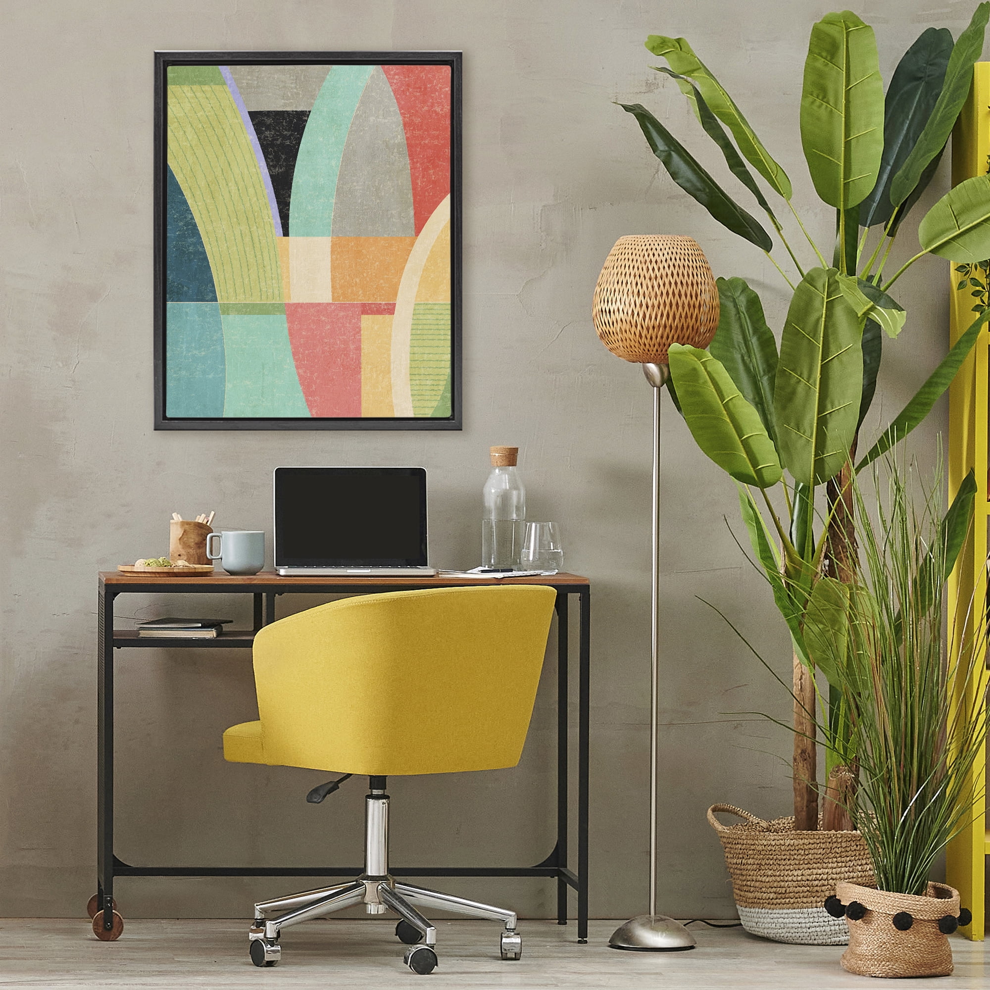 Stupell Industries Retro Geometric Archways Black Framed Floater Canvas Wall Art, design by Suzanne Nicoll