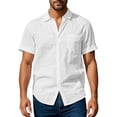 thumbnail image 6 of Yuanlook Men's Basic Fine Grid Short Sleeve Button Shirt, Point Collar Single Pocket Versatile All Match Travel Casual Blouse S-XXXL, 6 of 7