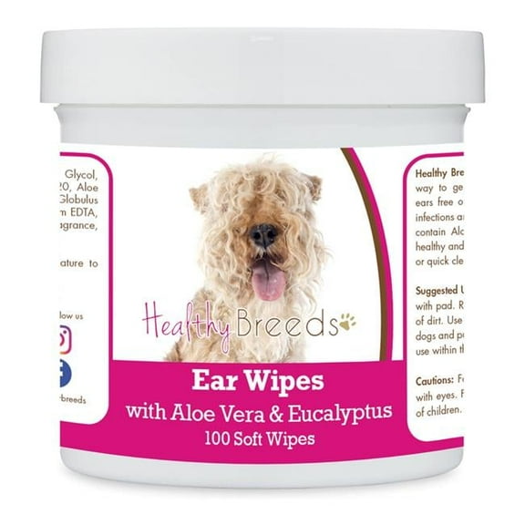 Healthy Breeds 192959824032 Lakeland Terrier Ear Cleaning Wipes with Aloe & Eucalyptus for Dogs - 100 Count