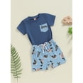 thumbnail image 4 of Musuos Kid Boy Casual Summer Outfit, 6M 12M 18M 24M 3Y 4Y Duck Print Short Sleeve T-Shirt Elastic Waist Shorts Baby Toddler 2PCS Set, 4 of 10