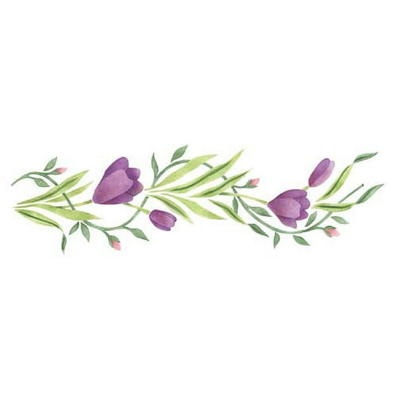 Crocus and Rosebud Vine Wall Stencil 3023 by Designer Stencils