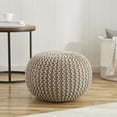 thumbnail image 5 of Round Pouf Foot Stool Ottoman by Sweet Home Collection, Beige, 5 of 6