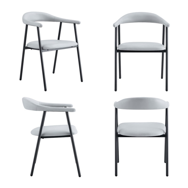 Vinform Upholstered Dining Chairs Set of 4, PU Leather Dining Room Chairs, Light Gray