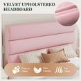 thumbnail image 3 of Amolife Twin Bed Frame, Platform Bed Frame with Velvet Upholstered Slat Headboard, Pink, 3 of 7
