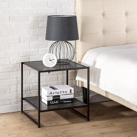 ZINUS Dane 20 Inch Black Frame Side Table, End Table, Easy Assembly, Rich black wood grain (Espresso)