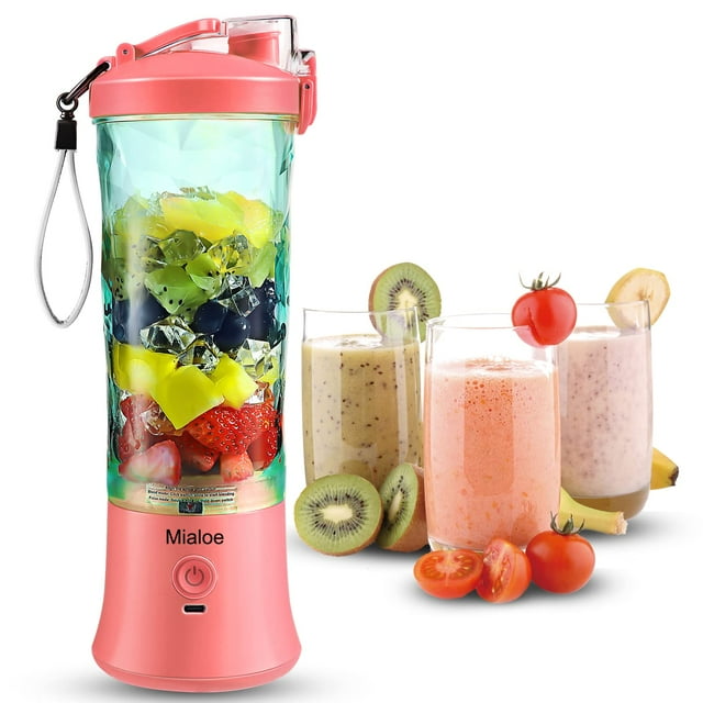 Licuadora portátil Mialoe para batidos y batidos de 600 ml, color rosa