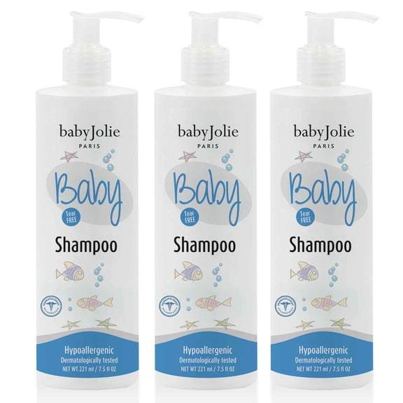 Baby Jolie Baby Shampoo 3 Pack, Tear-Free Gentle Cleanser for Baby Hair, 7.5 oz