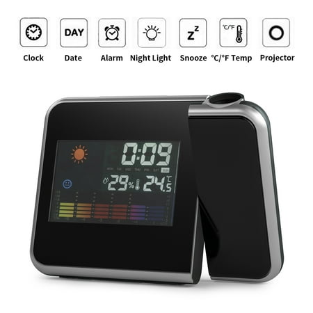 Magicfly Projection Alarm Clock - Time Projecting Weather Digital LCD Snooze Alarm Clock with LED Backlight & Color
