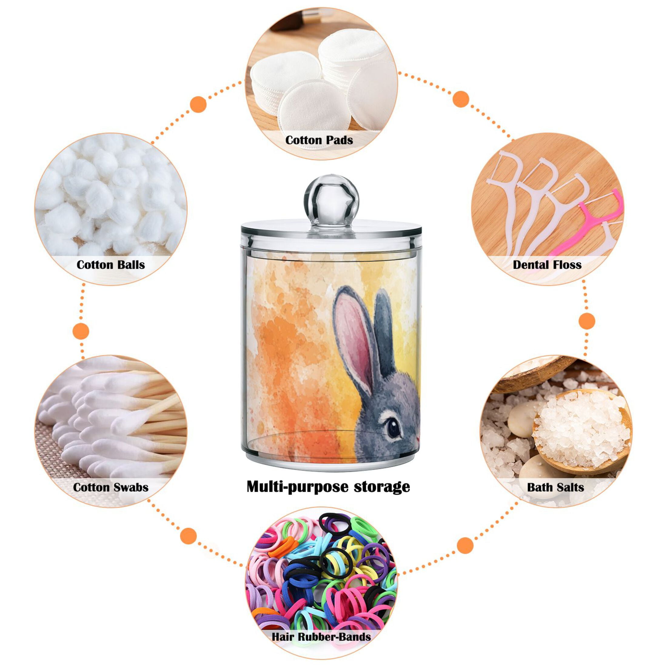 Ckdifva Easter Eggs Bunnies Leaves Storage Jar with Lid Acrylic Organization Storage Containers Set of 4