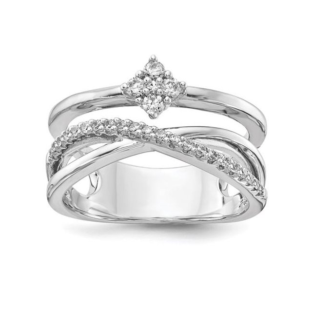 Quality Gold QR6529-6 Sterling Silver Polished with Cubic Zirconia Ring
