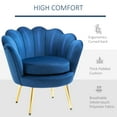thumbnail image 4 of HOMCOM Elegant Velvet Fabric Accent Chair/Leisure Club Chair with Gold Metal Legs for Living Room, Blue, 4 of 9