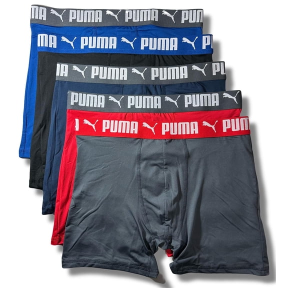 PUMA MEN'S 5 PACK - PHR 253 - 169 MULTI RED - MEDIUM - UNDERWEAR X3 BOXER BRIEF